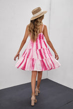 Load image into Gallery viewer, Rules of Blushing and Blending Tie-Dye Frill Trim Spaghetti Strap Dress
