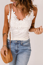 Load image into Gallery viewer, Midnight Flower Girl Lace Double Spaghetti Strap Cami Top (in black or white)

