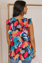 Load image into Gallery viewer, Dreams to Life Printed Flutter Sleeve Peplum Top (2 color options)
