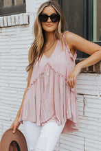 Load image into Gallery viewer, Shine Like a Star: Radiant Pink Foil Frill Trim Sleeveless Top
