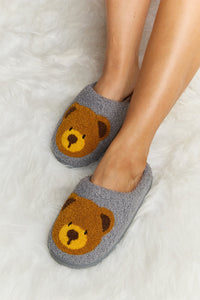 Teddy Bear Print Plush Slide Slippers (multiple color options)