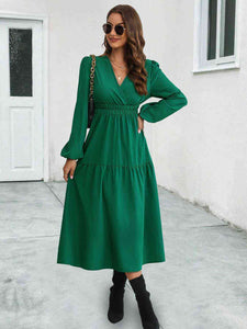 Feeling Right Surplice Neck Long Sleeve Midi Dress (2 color options)