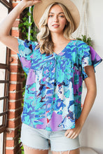Load image into Gallery viewer, Waterfall Mist Floral V-Neck Short Sleeve Blouse
