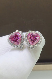 Blushing Love's Embrace 2 Carat Moissanite Heart-Shaped Earrings