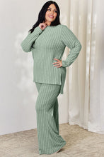 Load image into Gallery viewer, In Her Lounge Era Ribbed High-Low Top and Wide Leg Pants Set (multiple color options)
