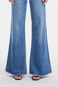 Amelia High Waist Button-Fly Raw Hem Wide Leg Jeans by Bayeas