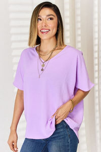 All Smiles Texture Short Sleeve T-Shirt in Bright Lavender
