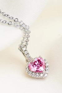 Blushing Love's Embrace 1 Carat Moissanite Heart Pendant Necklace