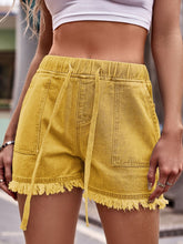Load image into Gallery viewer, Craving Summer Drawstring Raw Hem Denim Shorts (multiple color options)
