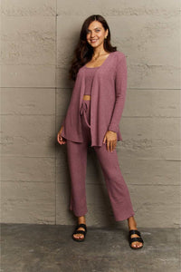 Relaxed Radiance Cropped Top, Long Pants and Cardigan Lounge Set (2 color options)