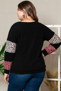 Stay Wild Leopard Dropped Shoulder Long Sleeve Top