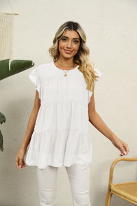 Sun-kissed Swiss Dot Tiered Blouse (multiple color options)