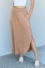 Load image into Gallery viewer, Comfort Princess High Waist Scoop Hem Maxi Skirt in Tan
