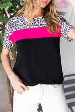 Load image into Gallery viewer, Quarter to Midnight Leopard Color Block Short Sleeve Tee
