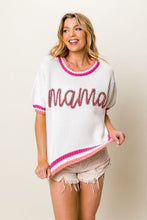 Load image into Gallery viewer, MAMA Contrast Trim Short Sleeve Sweater
