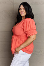 Load image into Gallery viewer, Sweet Serenity V-Neck Puff Sleeve Button Down Top in Coral
