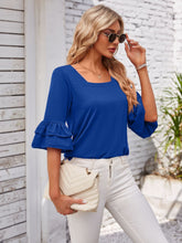 Load image into Gallery viewer, Ruffled Square Neck Half Sleeve Top (multiple color options)
