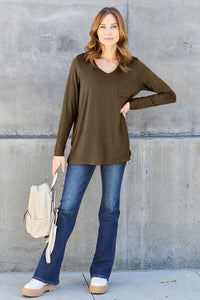 Everyday Happiness V-Neck Long Sleeve Top (multiple color options)