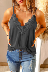 The Incredible Lace Trim V-Neck Cami Top (multiple color options)