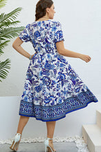 Load image into Gallery viewer, A Day in Greece Floral Flounce Sleeve Surplice Dress
