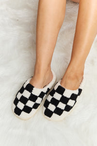 Checkered Print Plush Slide Slippers (multiple color options)