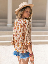 Load image into Gallery viewer, Rustic Romance Floral V-Neck Spliced Lace Blouse
