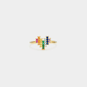 Rainbow of Love: 18K Gold-Plated 925 Sterling Silver Ring