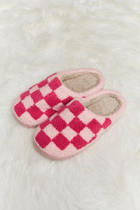 Checkered Print Plush Slide Slippers (multiple color options)