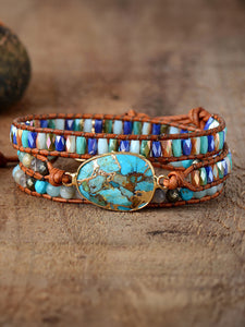Handcrafted Triple-Layer Natural Stone Bracelet