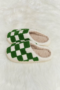 Checkered Print Plush Slide Slippers (multiple color options)