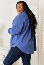 Load image into Gallery viewer, Cozy Girl Button Down Shacket in Dusty Blue
