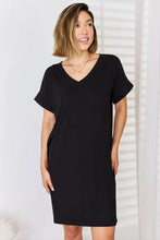 Load image into Gallery viewer, Simple Strides Rolled Short Sleeve V-Neck Dress
