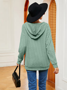 Everyday Ease Lace-Up Long Sleeve Hoodie (multiple color options)