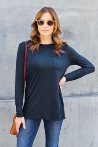 Everyday Happiness Round Neck Long Sleeve Top (multiple color options)