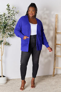 Layer Me Up Waffle-Knit Open Front Cardigan in Bright Blue