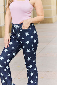 Janelle High Waist Star Print Flare Jeans by Judy Blue