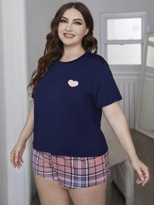 Heart of the Home Top and Plaid Shorts Loungewear Set