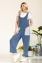Load image into Gallery viewer, Stripe Contrast Pocket Rib Jumpsuit (multiple color options)
