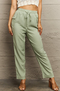 Cool and Carefree Tie Waist Long Pants