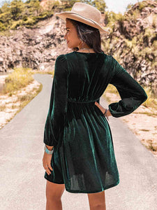 Finding Romance Embroidered Square Neck Long Sleeve Dress