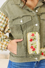 Load image into Gallery viewer, At My Best Embroidered Button Down Raw Hem Shacket by POL
