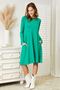 Casual Chic Long Sleeve Flare Dress with Pockets