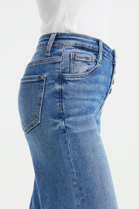 Amelia High Waist Button-Fly Raw Hem Wide Leg Jeans by Bayeas