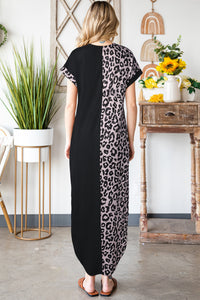Jungle Queen Leopard Color Block Split Dress (multiple color options)