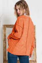Load image into Gallery viewer, Chilly Day Vibes Exposed Seams Round Neck Dropped Shoulder Sweatshirt (3 color options)
