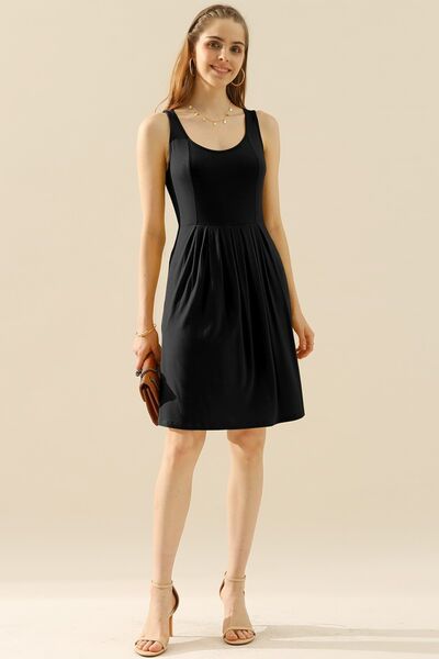 Ready On The Daily Round Neck Ruched Sleeveless Dress with Pockets (multiple color options)