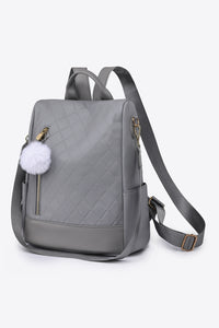 Refined Harmony  Pom-Pom Zipper Backpack