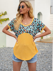 Leopard Love Waffle-Knit Short Sleeve Top (multiple color options)