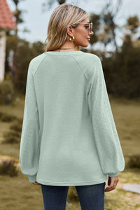 Always On Time Notched Neck Raglan Sleeve Blouse