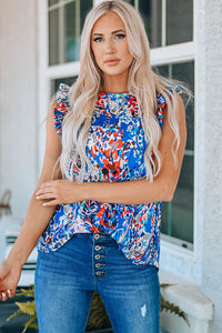 Tangled Up In You Abstract Print Ruffle Shoulder Top (2 color options)